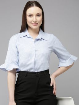 Style Quotient - Blue Polycotton Solid Top