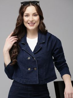 Style Quotient - Blue Polyester Solid Jacket