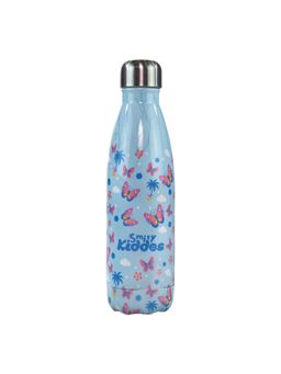 Smily Kiddos - Steel Water Bottle Light Blue - Butter Fly Theme