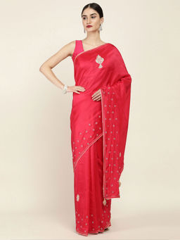 Soch - Embellished Art Silk Saree with Unstitched Blouse