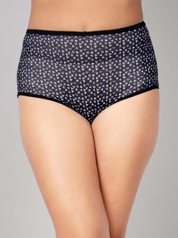 Clovia - Black Cotton High Waist Printed Hipster Panty
