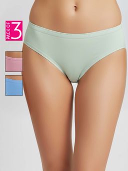 Clovia - Multi-Color Cotton Mid Waist Hipster Panties With Inner Elastic (Pack of 3)