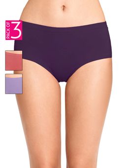 Clovia - Multi-Color Cotton Mid Waist Hipster Panties With Inner Elastic (Pack of 3)