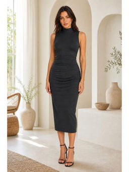 Cider - High Neck Ruched Dress