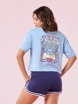 Enamor - Short Sleeve Crew Neck Crop length Slip on Square T-Shirt For Women - E3G5