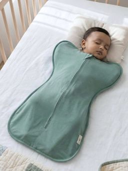 Cocoon Care - Green Bamboo Cotton Solid Arms Up Sleeping Pod for Baby