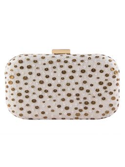 The Purple Sack - White Embroidered Clutch