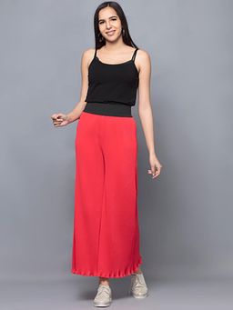 First Resort by Ramola Bachchan - Women's Red Polyester Solid Palazzo