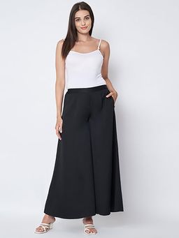 First Resort by Ramola Bachchan - Women's Black Cotton Solid Relaxed Fit Pant