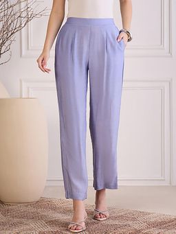 First Resort by Ramola Bachchan - Women's Indigo Muslin Straight Pants