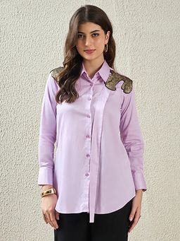 First Resort by Ramola Bachchan - Lavender Sequin Extra Placket Shirt