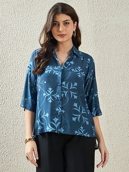 First Resort by Ramola Bachchan - Blue Star Printed Shirt