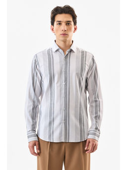 Snitch - White Stripes Full Sleeves Slim Formal Shirt