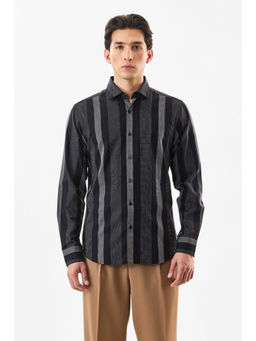 Snitch - Black Stripes Full Sleeves Slim Formal Shirt
