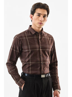 Snitch - Brown Checks Full Sleeves Slim Formal Shirt