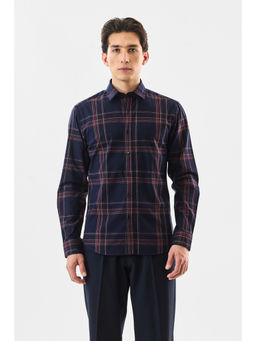 Snitch - Navy Blue Checks Full Sleeves Slim Formal Shirt