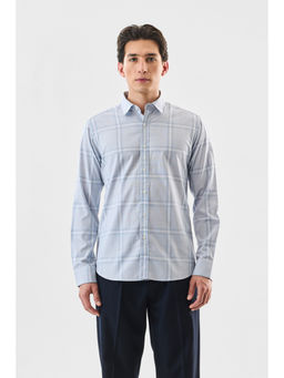 Snitch - Light Blue Checks Full Sleeves Slim Formal Shirt