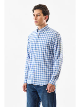 Snitch - Blue Checks Full Sleeves Slim Casual Shirt
