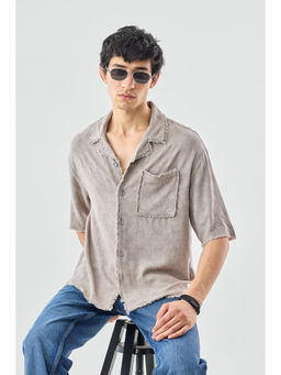 Snitch - Beige Half Sleeves Boxy Casual Shirt
