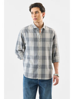 Snitch - Grey Checks Full Sleeves Regular Casual Shirt