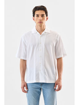 Snitch - White Stripes Half Sleeves Boxy Casual Shirt