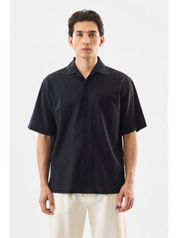 Snitch - Black Stripes Half Sleeves Boxy Casual Shirt