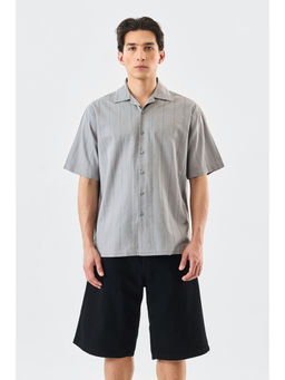 Snitch - Grey Stripes Half Sleeves Boxy Casual Shirt