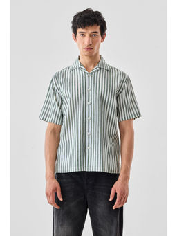 Snitch - Green Stripes Half Sleeves Regular Casual Shirt