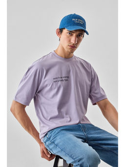Snitch - Lavender Half Sleeves Oversized Casual T-Shirt