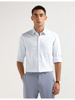 Arrow - White Grid Tattersall Checked Pure Cotton Formal Shirt