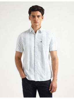 Arrow Sports - Mens White Vertical Striped Original Casual Shirt
