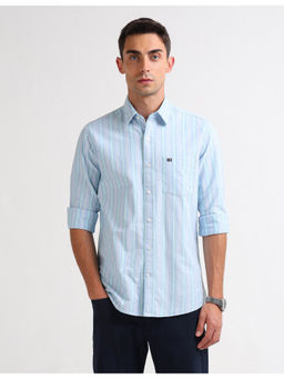 Arrow Sports - Mens Blue Vertical Striped Original Casual Shirt