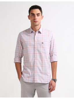 Arrow Sports - Mens Pink Grid Checked Original Casual Shirt