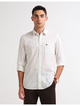 Arrow Sports - Mens White Geometric Original Casual Shirt