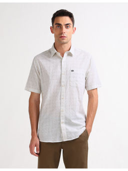 Arrow Sports - Mens White Geometric Original Casual Shirt