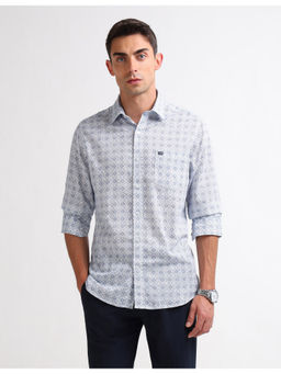 Arrow Sports - Mens Blue Geometric Original Casual Shirt