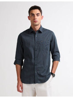 Arrow Sports - Mens Blue Geometric Printed Original Casual Shirt