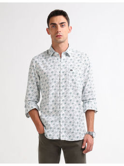 Arrow Sports - Mens White Floral Pure Cotton Dobby Casual Shirt