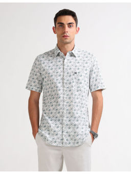 Arrow Sports - Mens White Floral Pure Cotton Dobby Casual Shirt