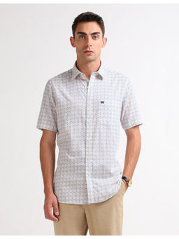 Arrow Sports - Mens White Original Geometric Casual Shirt