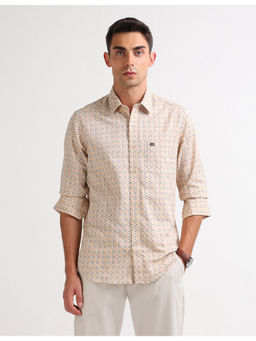 Arrow Sports - Mens Beige Original Geometric Casual Shirt