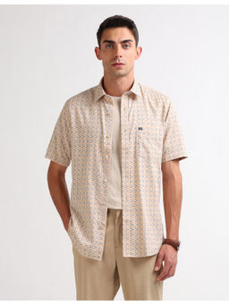 Arrow Sports - Mens Beige Original Geometric Casual Shirt