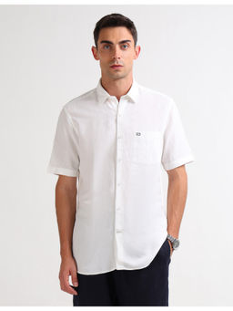 Arrow Sports - Mens White Solid Regular Fit Casual Shirt