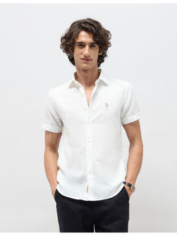 U.S. Polo Assn. Denim Co. - Mens White Solid Slim Fit Casual Shirt