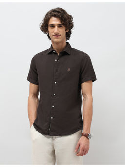 U.S. Polo Assn. Denim Co. - Mens Brown Solid Slim Fit Casual Shirt