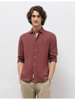 U.S. Polo Assn. Denim Co. - Mens Maroon Solid Regular Fit Casual Shirt
