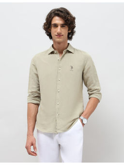 U.S. Polo Assn. Denim Co. - Mens Green Solid Regular Fit Casual Shirt