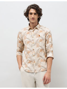U.S. Polo Assn. Denim Co. - Mens Beige Tropical Printed Regular Fit Casual Shirt