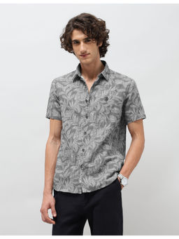 U.S. Polo Assn. Denim Co. - Mens Grey Tropical Printed Slim Fit Casual Shirt