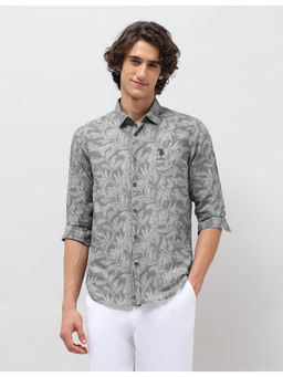 U.S. Polo Assn. Denim Co. - Mens Grey Tropical Printed Regular Fit Casual Shirt